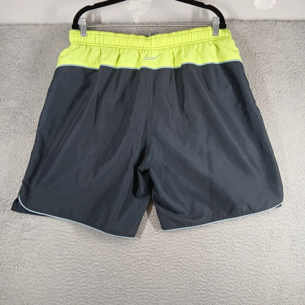 Nike Swim Trunks Board Shorts Lined Mesh Colorblock Size XXL Dark Grey‎